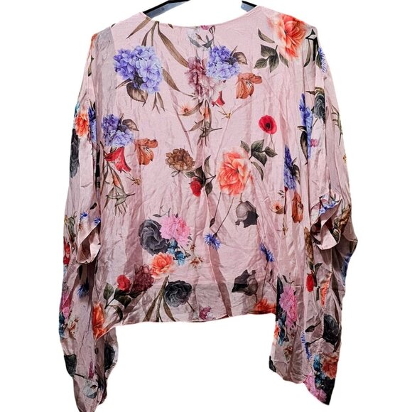 Floral Elena Baldi Poncho Top With Inner Lining Made In Italy Lightweight & Eleg - Picture 2 of 11